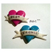 Image of BEST FRIENDS hot pink and baby blue heart pendant set