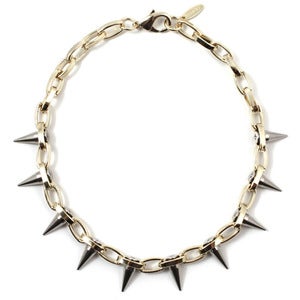 Image of Metal-Luxe Single Row Spike Choker - Gold/Silver Spikes