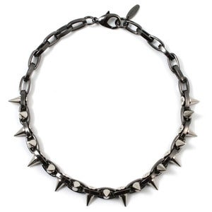 Image of Metal-Luxe Double Row Spike Choker - Hematite/Silver Spikes