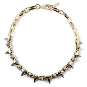Image of Metal-Luxe Double Row Spike Choker - 16K Gold/Silver Spikes