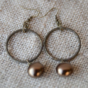 Image of Bronze Shell Pearl Earrings