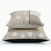 Image of pair of spotcheck beige cushions 