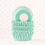 Image of Turquoise Pin Stripe Mini Cupcake Liner