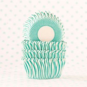 Image of Turquoise Pin Stripe Mini Cupcake Liner