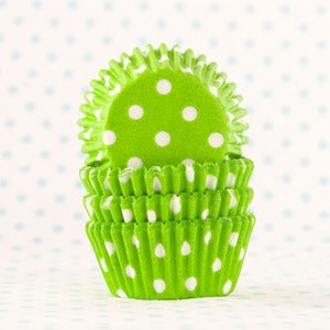 Image of Lime Green Dot Mini Cupcake Liners