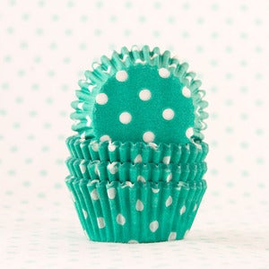 Image of Green Dot Mini Cupcake Liners
