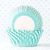 Image of Turquoise Pin Stripe Cupcake Liner