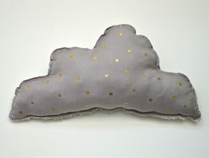 Image of cojín nube  larga gris lino y purpurina