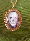 Image of Illusion Skull Face Ladies Cameo Necklace Kitsch Retro Skeleton 