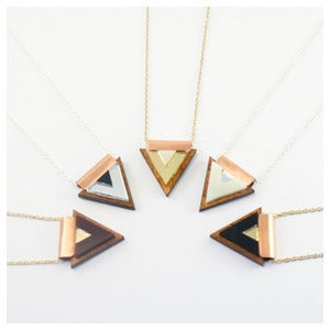 Image of Overlay Triangle Necklace - Wood