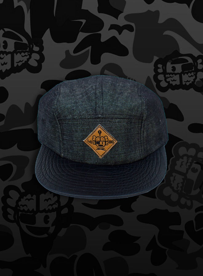 Image of 'Leonardo' - 3 K.N.G.'s Black/Croc Chambray 5-Panel Cap