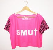 Image of SMU†/Animal print mesh loose cropped top