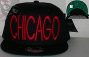 Image of Chicago Black Sky Script Snapback Hat w/ Printed Underbill