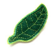 Image of Little Green Leaf- hand-embroidered felt pin...