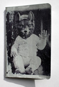 Image of 3.5" X 5.5" Blank Journal with image transfer of Baby Fox. Grey Version.