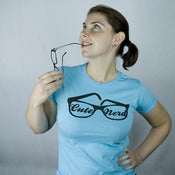 Image of Sassy Glasses Cute Nerd tee - light blue