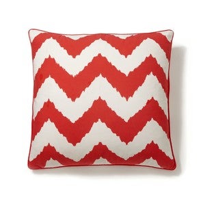 Image of Chevron Ikat Print Pillow Cover- Scarlet Red