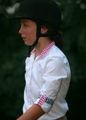 Image of *NEW* KIDS SHOW SHIRT - White Waffle / Raspberry & Navy check