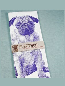 Image of Fuzzy Mug Hand-Printed Flour Sack Tea Towels