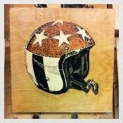 Image of Captain America Helmet wood print