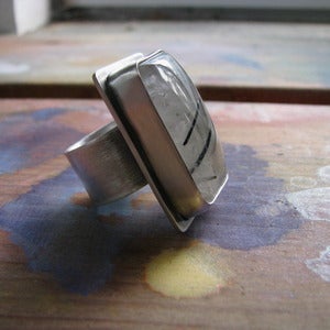 Image of Tourmaline Quartz Silver Statement Ring