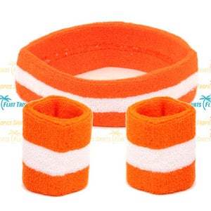 Image of Jackie Moon Orange Striped Sweatband Set