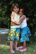 Image of Blue and Yellow flower print girls ruffle skirt sz 3-7 yrs!