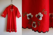 Image of vintage embroidered red dress