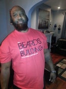 Image of BEARDS IN THE BUILDING T-SHIRT RED WITH BLACK PRINT N WHITE PRINT 
