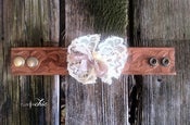 Image of Vintage Leather Snap Cuff with Antique Lace Bow