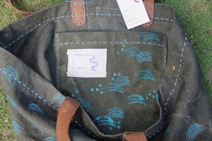 Image of vintage french linen canvas large beach market tote bag - nalu