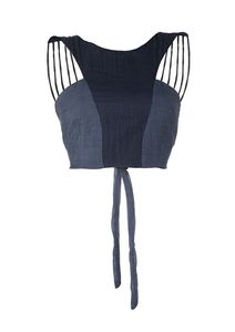 Image of ONE MORE ONE LESS Navy Backless Crop Top 