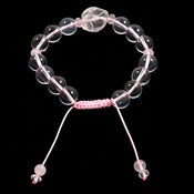 Image of Hand Knotted Rose Quartz and Clear Quartz Bracelet -- Reiki Charged