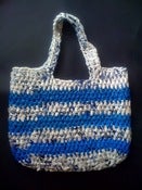 Image of Blue and White Crochet Bag