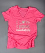 Image of "I Love My Bone" V-Neck Tee w/ chrome ink (pink or black)