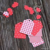 Image of Etiquettes rouges vichy, rayées ou à pois - par 6