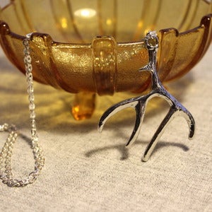Image of Silver Stag Antler Necklace 