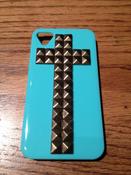 Image of Turquoise 3-D Gold Cross 4/4s iPhone Case