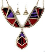 Image of Abstract Faux Fur Necklace Set