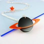 Image of i am acrylic Saturn and Star Necklace