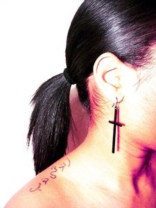 Image of cross fish hook earrings