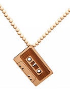 Image of Cassette Tape Natural Wood Necklace Engraved on Back