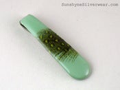 Image of Spoon Handle: Green and Yellow Polka Dot Feather 