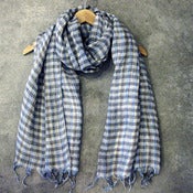 Image of checked linen scarf