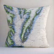 Image of Vintage EASTERN SHORE CHESAPEAKE BAY Chart 18" x 18" Pillow Cover