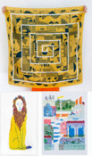 Image of MAZE FUROSHIKI + RISOGRAPH PRINTS BOX SPECIAL (MUSTARD)