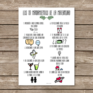 Image of Lámina "Los 10 Mandamientos de la Maternidad"