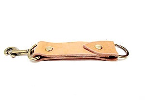 Image of Leather Keychain with Brass Snap Belt Clip Hook Made in USA
