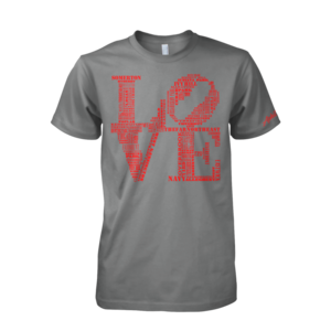 Image of Classic LOVE Tee (Grey/Red)