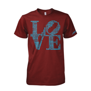 Image of Classic LOVE Tee (Maroon/Light Blue) 